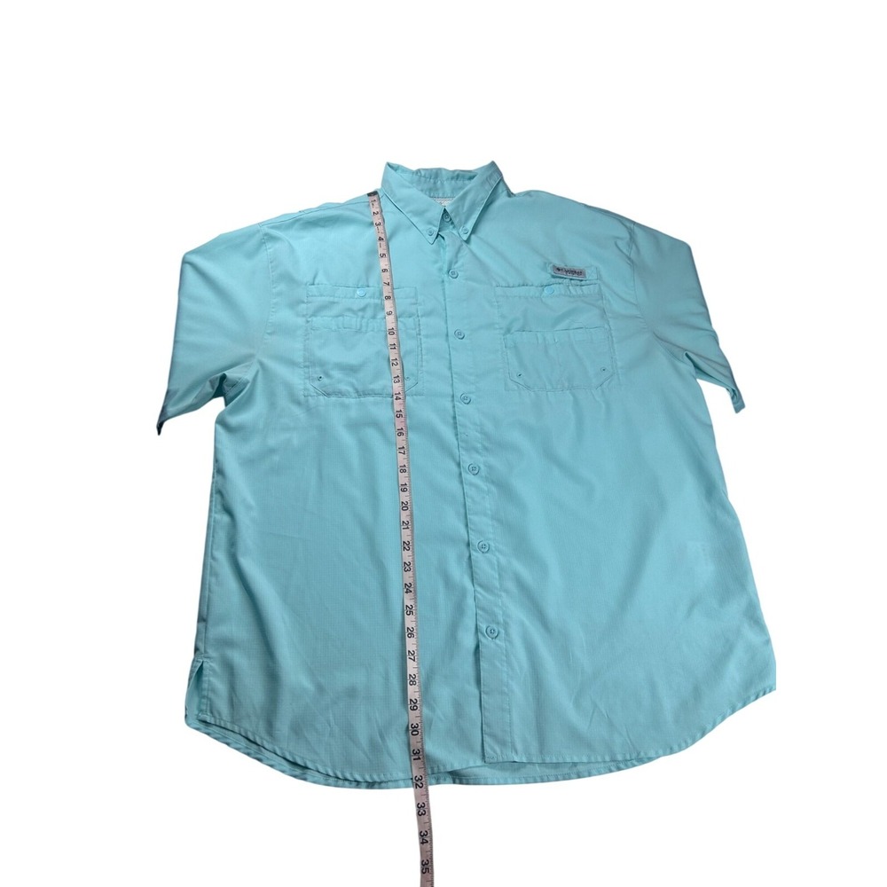 Columbia PFG Tamiami II Shirt Mens XL Aqua Blue Short Sleeve Fishing Button Up - Picture 6 of 10